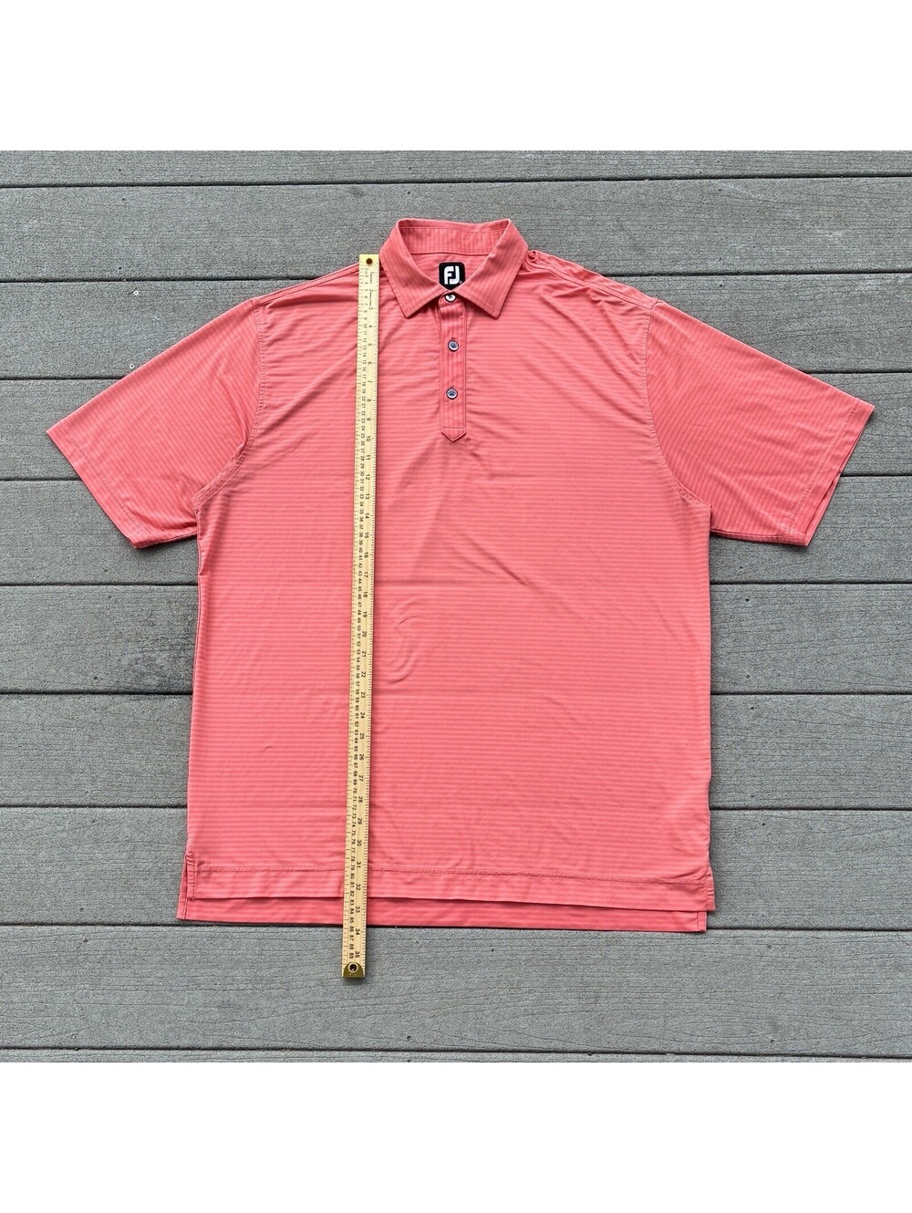FootJoy Men's XL ProDry Performance Golf Polo Coral Micro Stripe Shirt Salmon